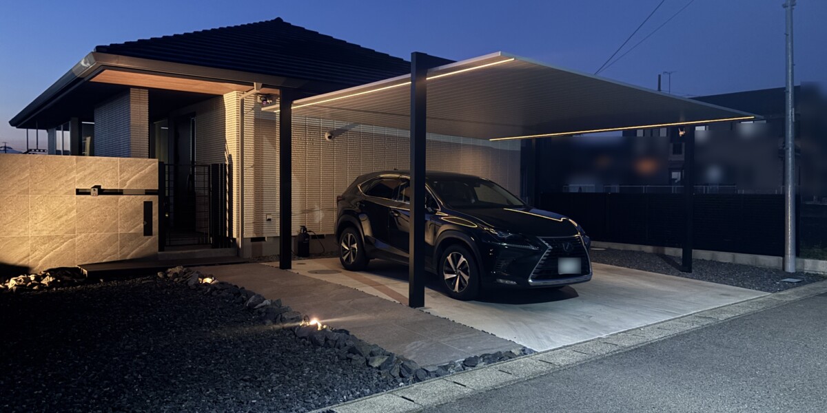 シンプルでおしゃれなカーポートＳＣ２台用の設置工事｜扶桑町